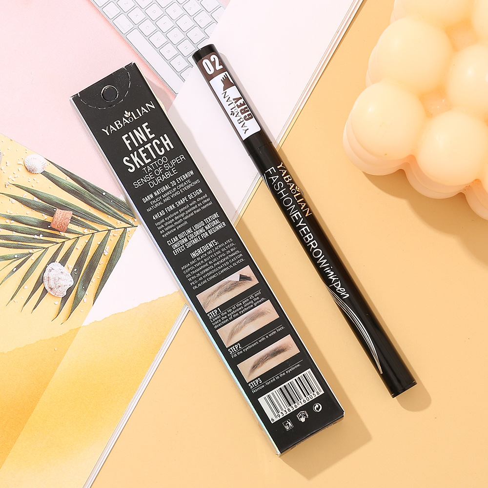 Yabolian Foreign Trade Lasting Non-Decolorization, Sweat Proof And Waterproof Beginner Four Cross Head Eyeliner Wholesale Makeup Eyebrow Pencil Specification drawing