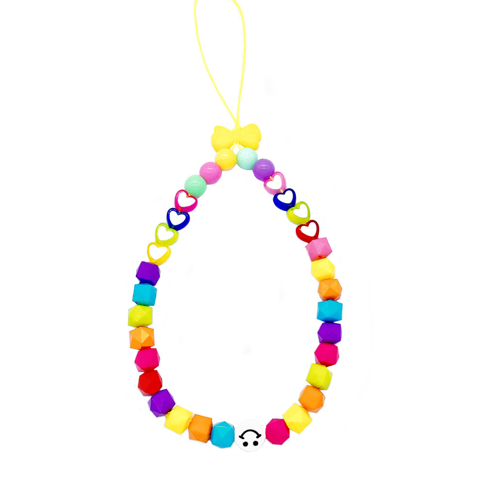 European and American ins soft clay mobile phone chain, letter smiling face mobile phone pendant chain, cartoon mobile phone lanyard, DIY beaded mobile phone chain Item Picture