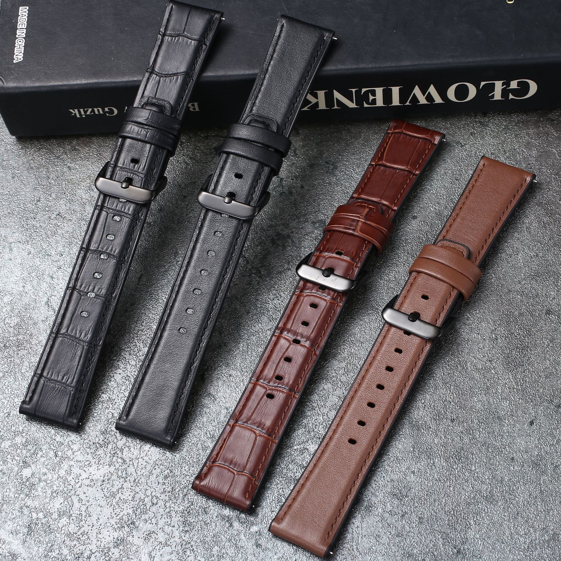 Applicable to Huawei smartwatch bamboo black silicone + leather cowhine soft business soft rubber needle buckle strap