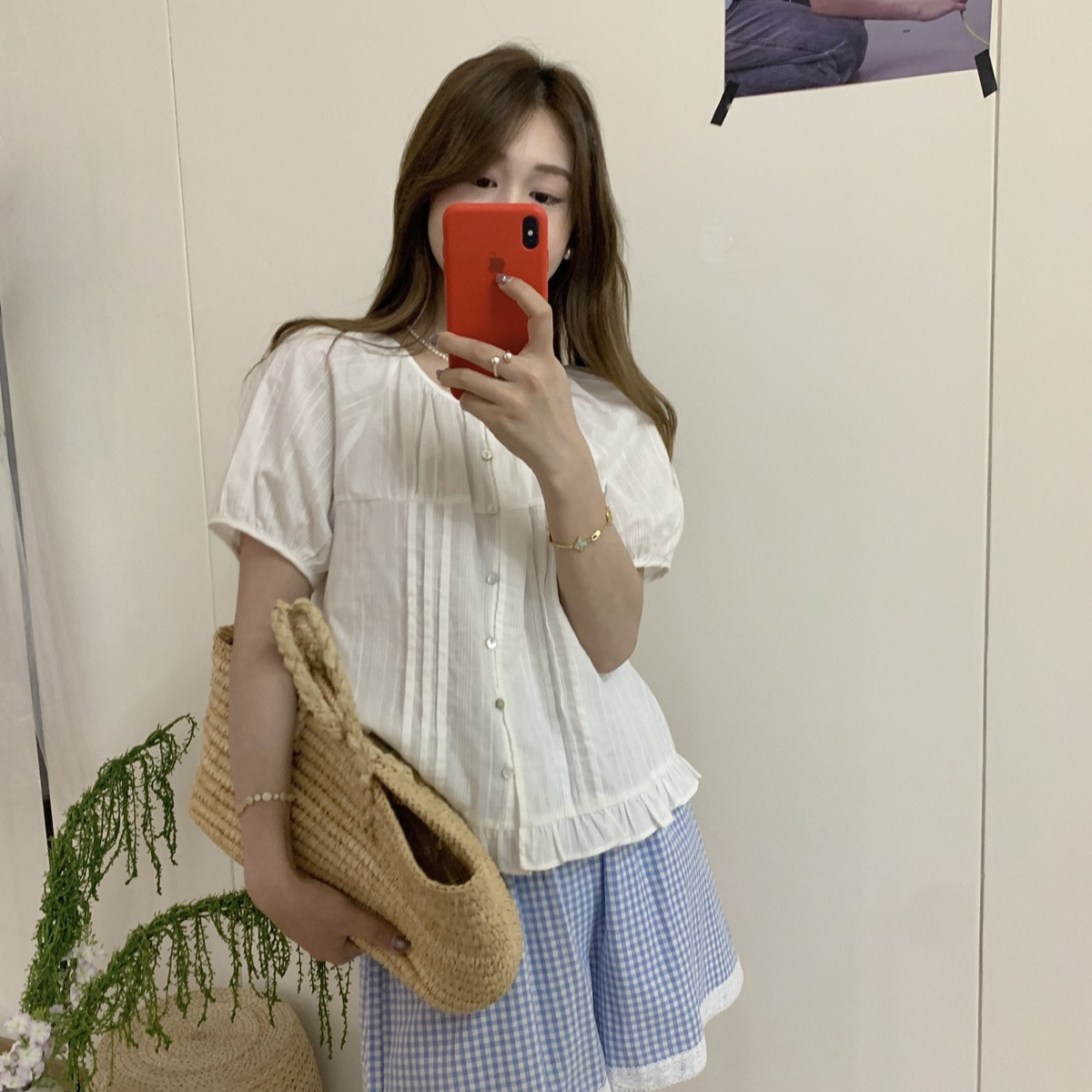 苏珊 法式减龄短袖衬衫女2025新款夏季高级感显瘦小衫上衣TW527