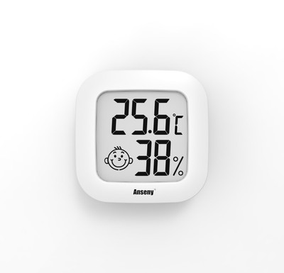 Mini thermometer and hygrometer with smiling face and double-sided tape Specification image