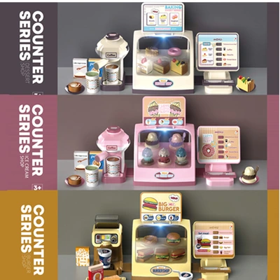 Cross-Border Children Simulation Supermarket Shopping Cashier Dessert Ice Cream Set Hamburger Juice Machine Toy Huaixing 7788