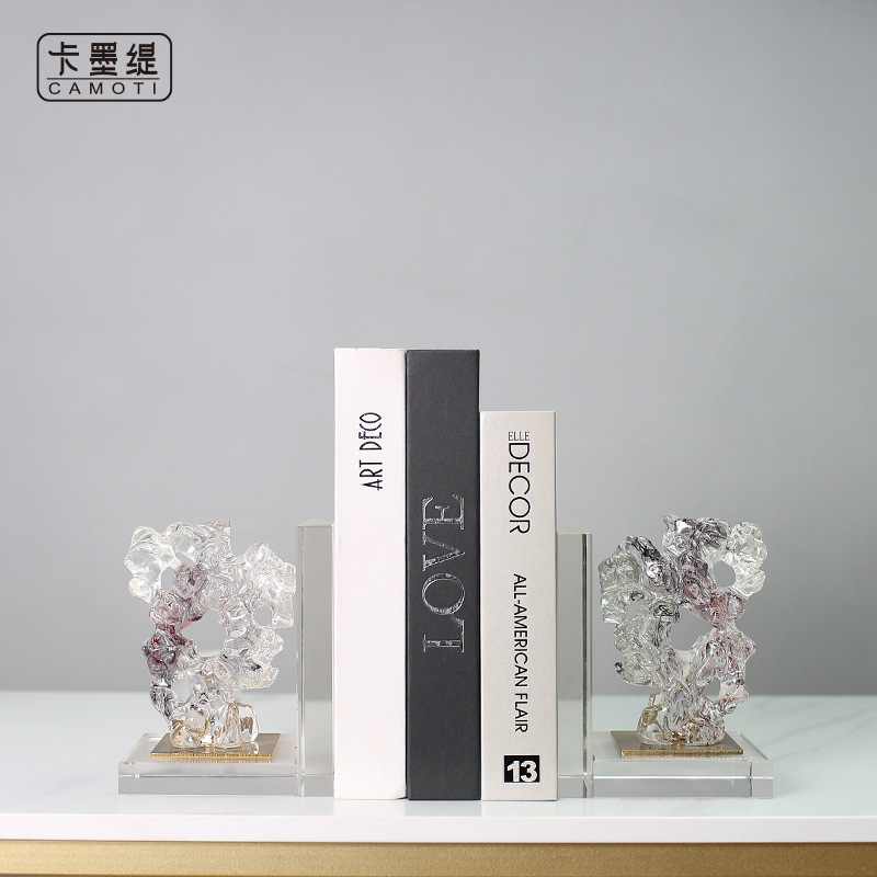 新中式创意摆件样板间书房书柜电视柜酒店软装书立摆件