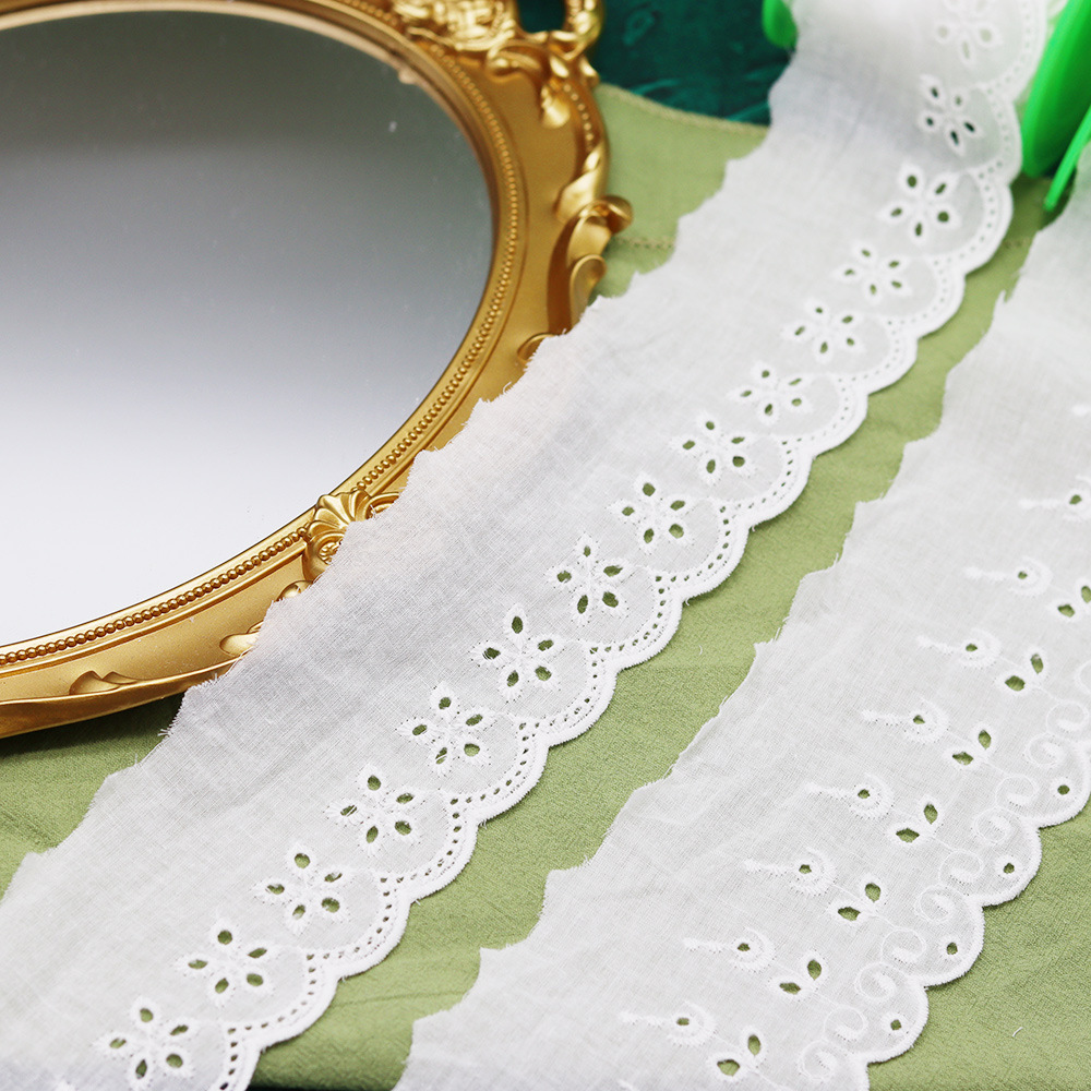 Flower Embroidery Lace Cotton Lace Lace Accessories With Five Hole Side Whipstitch Decorative Clothing Diy Fabric Cloth Fabric Of Chinese Style Wedding Dress Fabric Cloth For Clothes