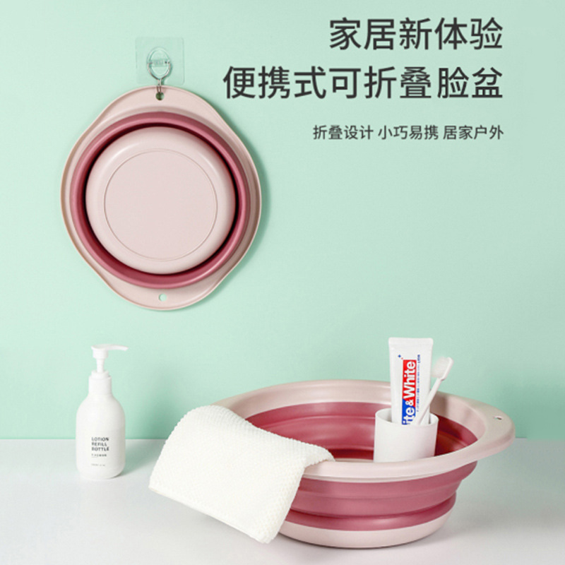 Creative and personalized household portable, hanging and folding basin, multi-purpose vegetable washing basin, washbasin, cleaning and toiletries details Picture