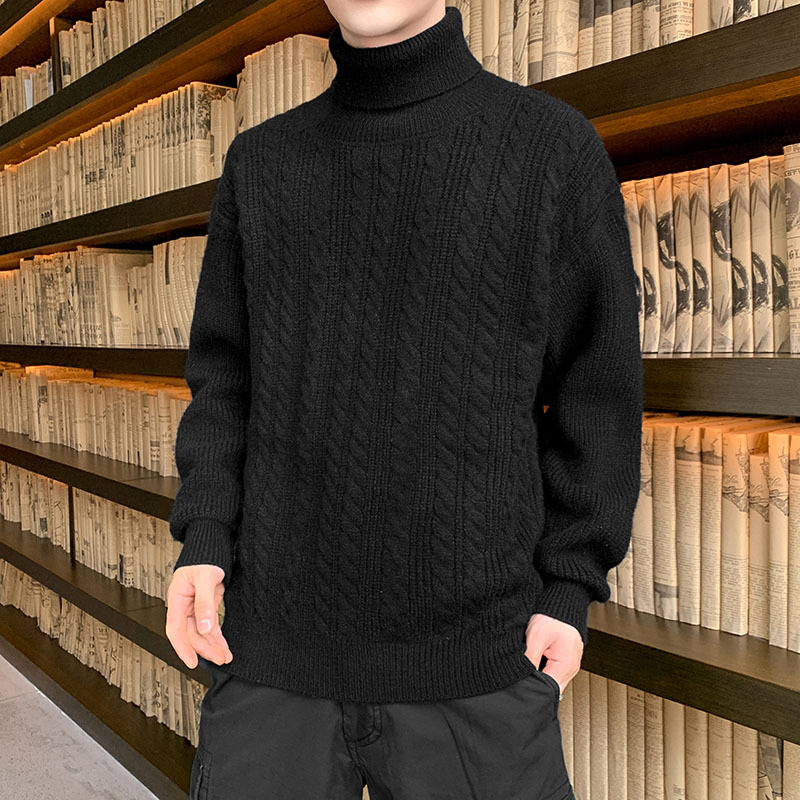 Men's high-neck sweater, men's slimming autumn and winter new casual winter Korean-style thickened knitted sweater, warm base layer Application Scenario