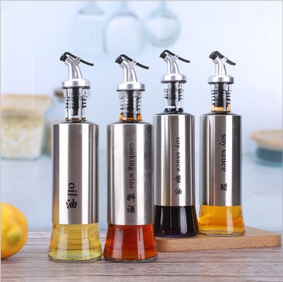 Wholesale Creative Glass Quantitative Oil Bottle Sealed Oil Pot Soy Sauce Vinegar Bottle Seasoning Bottle Kitchen Supplies Stainless Steel Oil Bottle