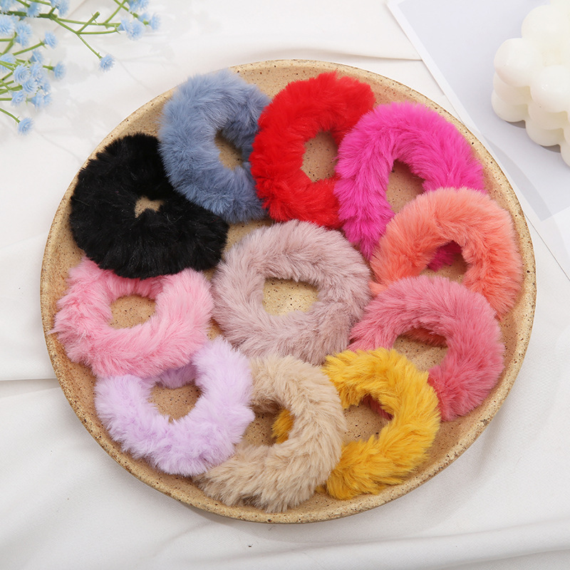 Korean new style hair tie, fashionable and simple, colorful hair tie, autumn and winter plush student hair tie, hair accessory manufacturer wholesale details Picture