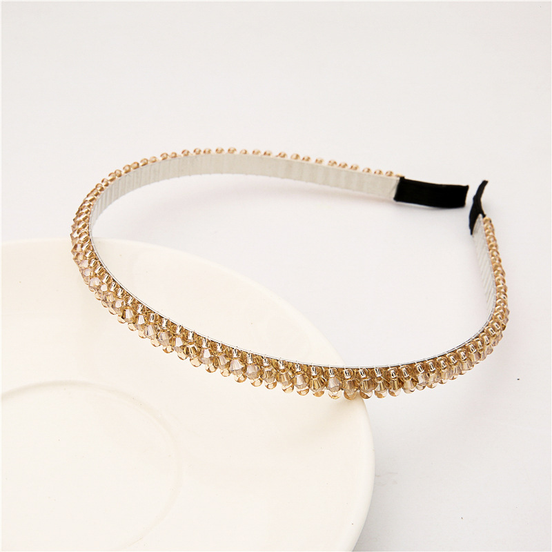 New Korean-style crystal rice bead woven fine hairband, fashionable and feminine beaded headband, anti-slip headwear, cross-border wholesale pic 9