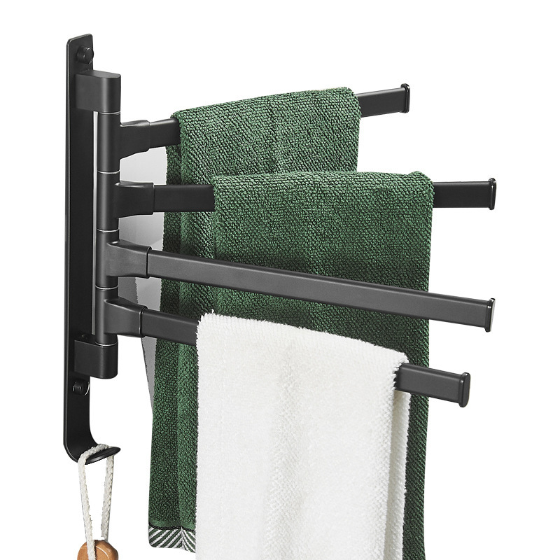 Black space aluminum rotating towel rack Bathroom movable towel bar Bathroom rotating movable bath towel rack Specification drawing