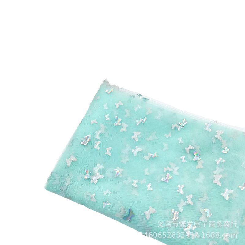 Soft gauze, iridesy butterfly sequined net gauze, punched gauze fabric, stage costume fabric, diy headwear accessories, veils Item Picture