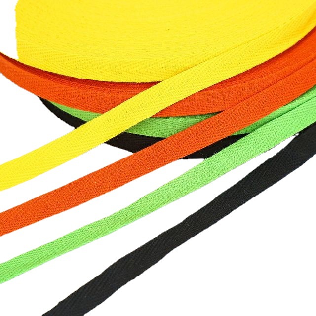 Custom Factory Direct Sales 1Cm-2Cm Color Pure Cotton Webbing Single And Double Herringbone Grain Thick And Fine Grain Edge Webbing Item Picture