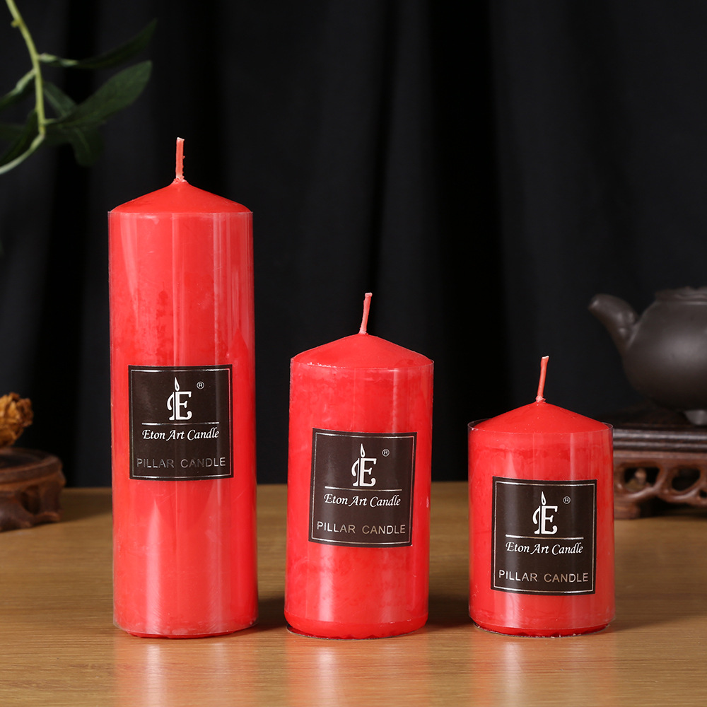 Religious sacrificial cylindrical candles, candlelight dinner decoration gift candles, household lighting smokeless wax wholesale