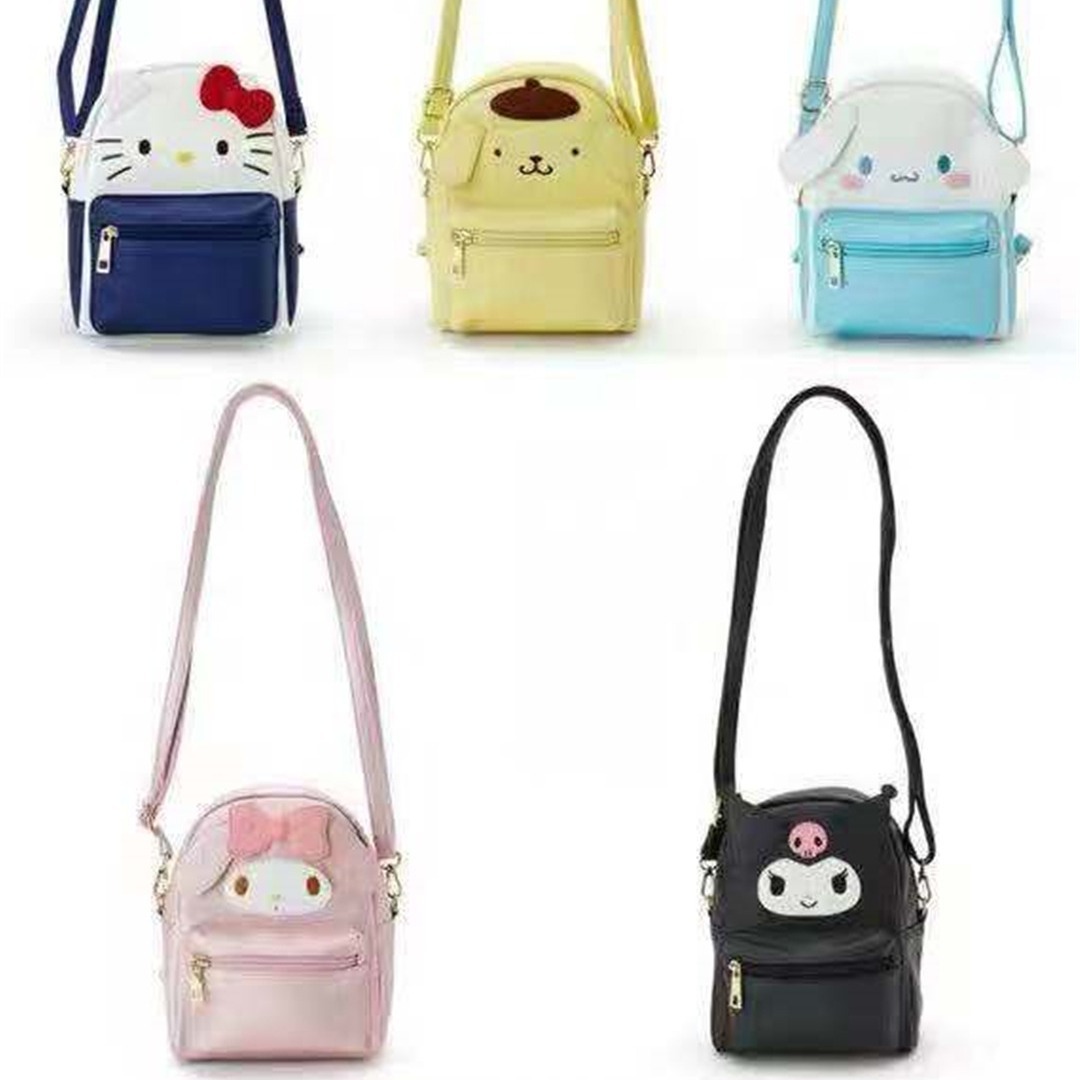 New cartoon pu multi-functional dual-purpose double-shoulder crossbody bag, mini backpack, and cute Japanese style for girls on Instagram