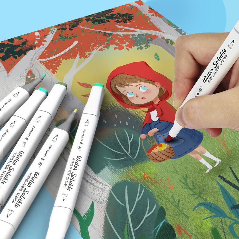 Double-head marker 48-color set for children watercolor graffiti painting marker pen art supplies directly supplied by manufacturers Specification drawing