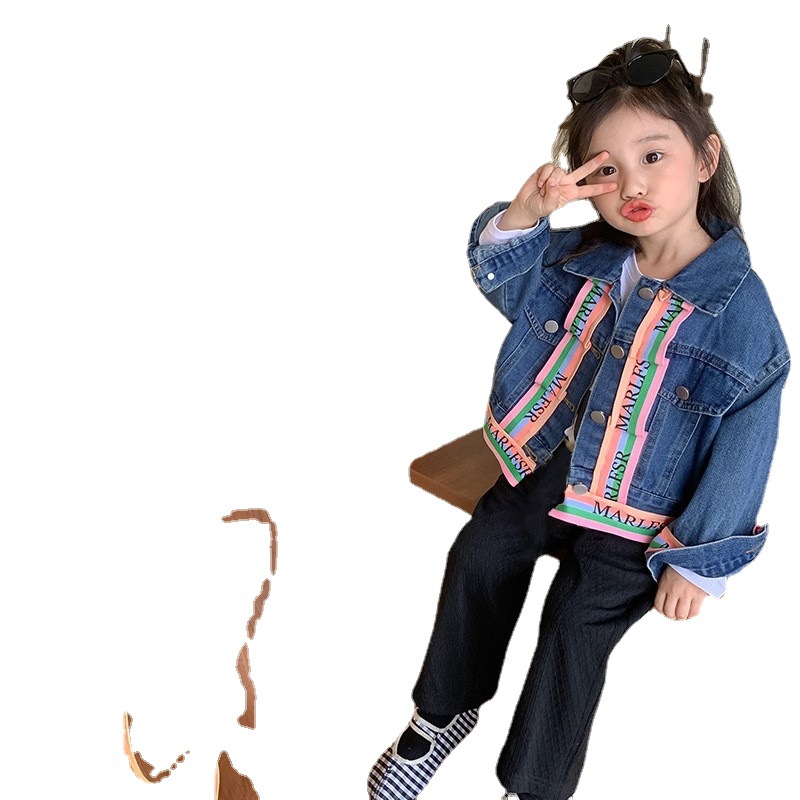 童装女童2022秋装新款女宝韩版牛仔外套儿童夹克设计师款上衣开衫详情图5