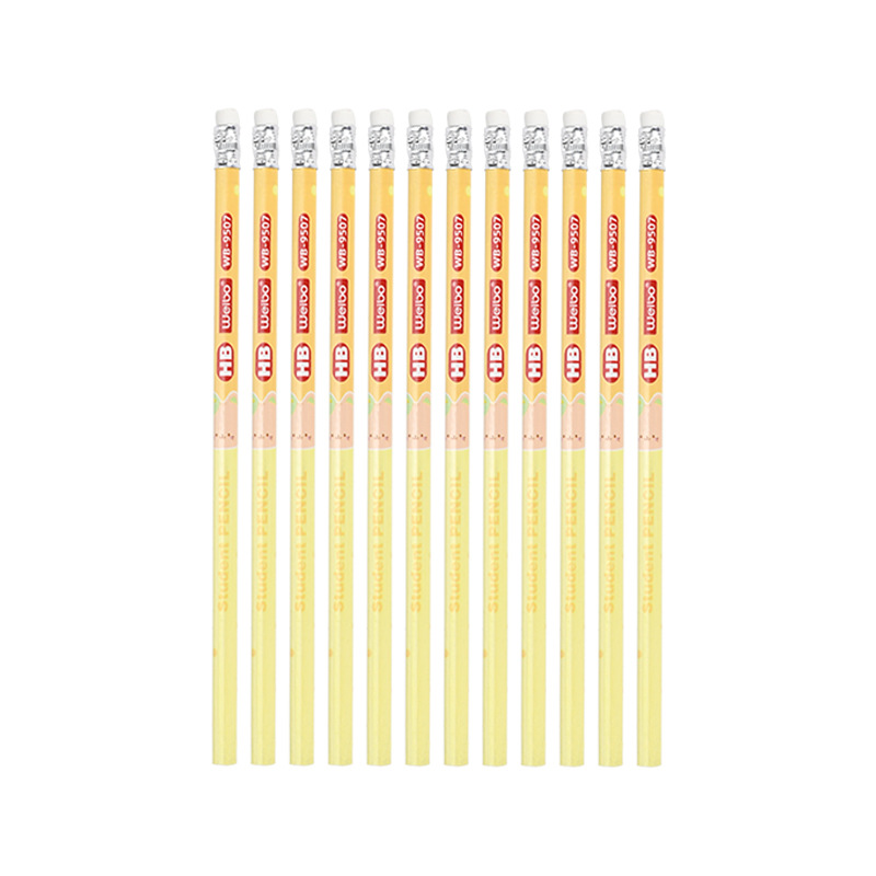 Weibo Stationery offers logo printing, cute cartoon triangular colored pencils for primary school students, art sketch drawing, and custom-made wooden pencils Item Picture