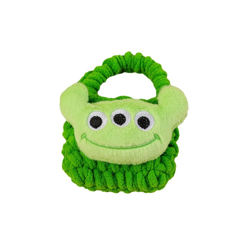 Cartoon plush hand-knitted coin purse storage bag, Bluetooth earphone case, cute children's pendant, small schoolbag Item Picture