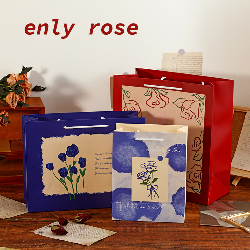 Moka Rose Gift Bag Carry-On Paper Bag Large Capacity Gift Bag Ins High Appearance Level Durable Going Out Bag Wholesale details Picture