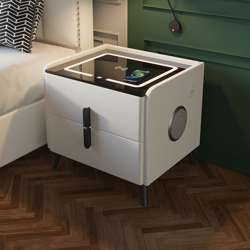 20362  智能床头柜简约现代多功能无线充电床边柜卧室轻奢意式网红储物柜