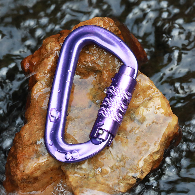 亚马逊热卖户外用品航空铝登山扣吊床挂钩弹簧钩自动锁扣厂家直销