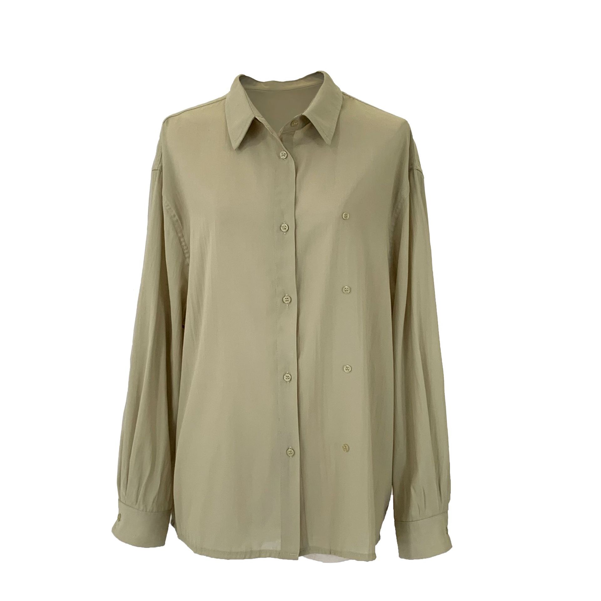 Recommended by Jiangzuo! Korean niche double-breasted loose sun-protective shirt for women, solid color Tencel, Hangzhou women's clothing 715 Item Picture