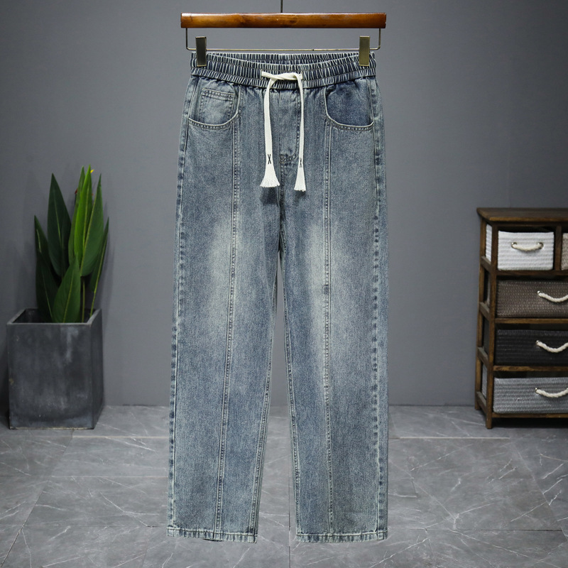 Soft jeans for men, thin, loose, straight-leg wide-leg trousers for men, super soft and stylish casual pants for men