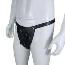 Men's leather underwear detachable bird's nest bondage sexy hip pants stage suit male slave bondage clothes