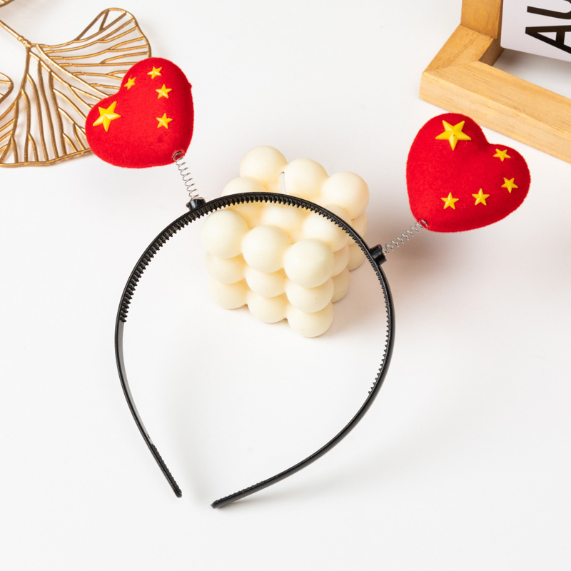 National Day love hair bands, children's hair clips, national flag hair clips, Five-starred Red Flag headwear, cute hair accessories, five-pointed stars, National Day Application Scenario