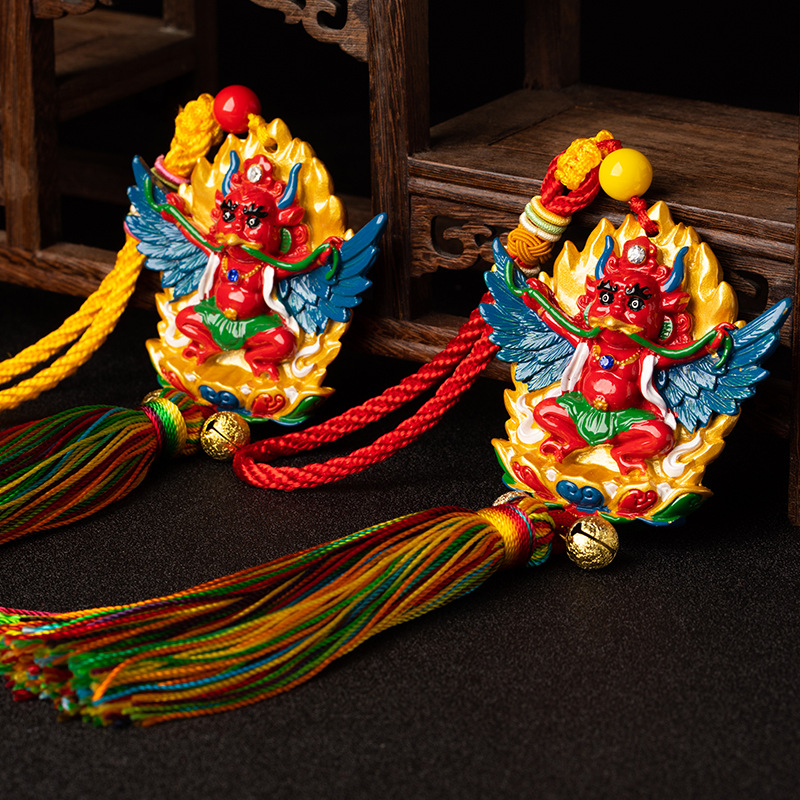 National trend car woven tassel pendant, interior gift, Peng bell car pendant accessory, rearview mirror auspicious pendant