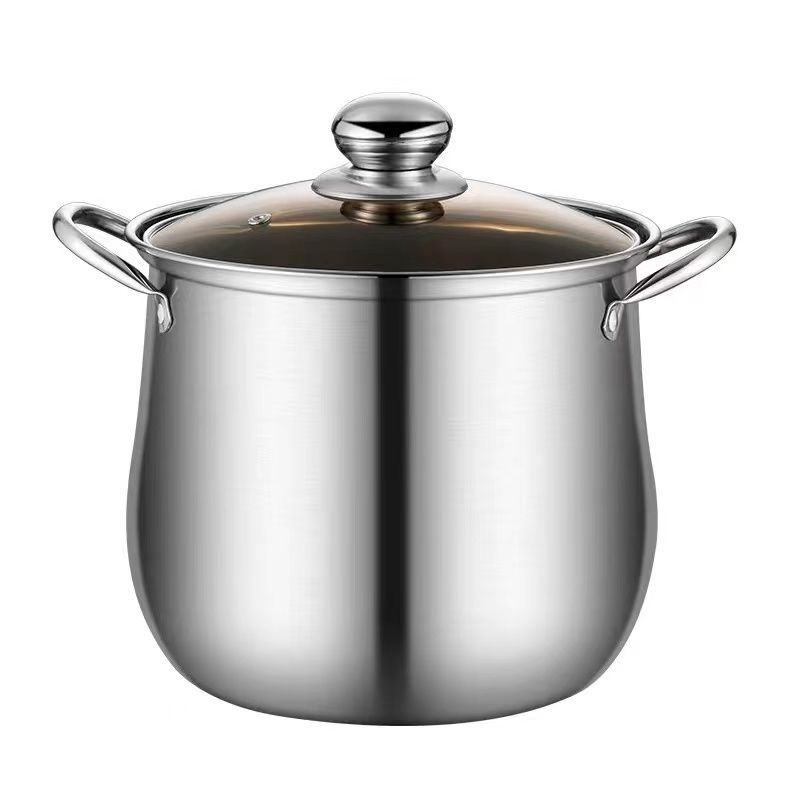 Stainless steel soup pot, shaking sound, non-stick pan, thickened household kitchenware, double-ear gas induction cooker, raised Item Picture