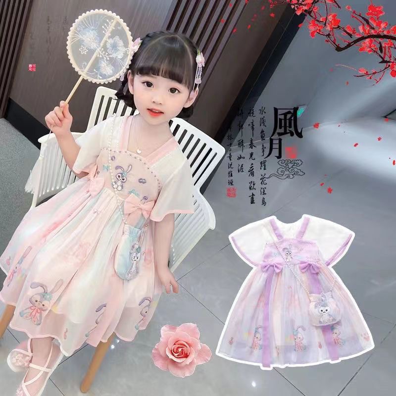 The 2024 new Chinese-style Hanfu girls' spring and summer Tang suit children's super fairy-like ancient dress and ancient-style blouse and skirt Specification image