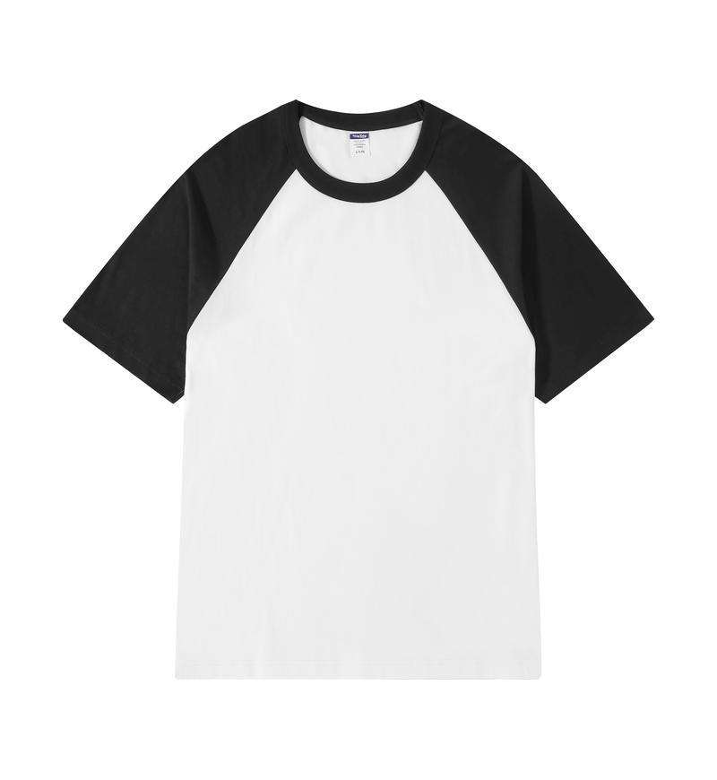 200g contrasting color off-the-shoulder short-sleeved T-shirt, a new summer heavyweight pure cotton fashion college style men's T-shirt, unisply-style clothing Specification image