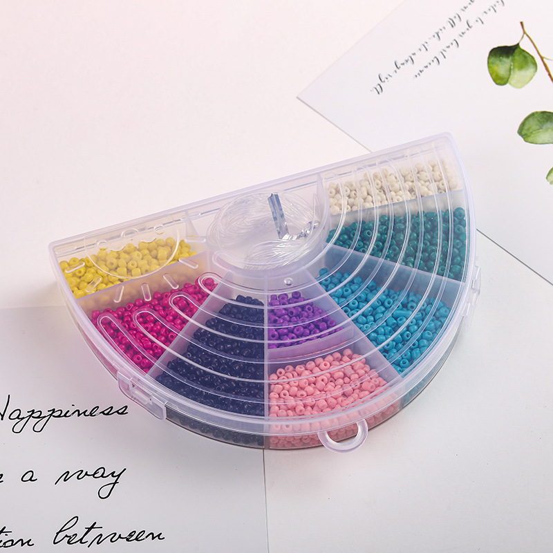 新款跨境几何扇形盒装米珠散珠手珠饰品DIY半成品配件塑料套装