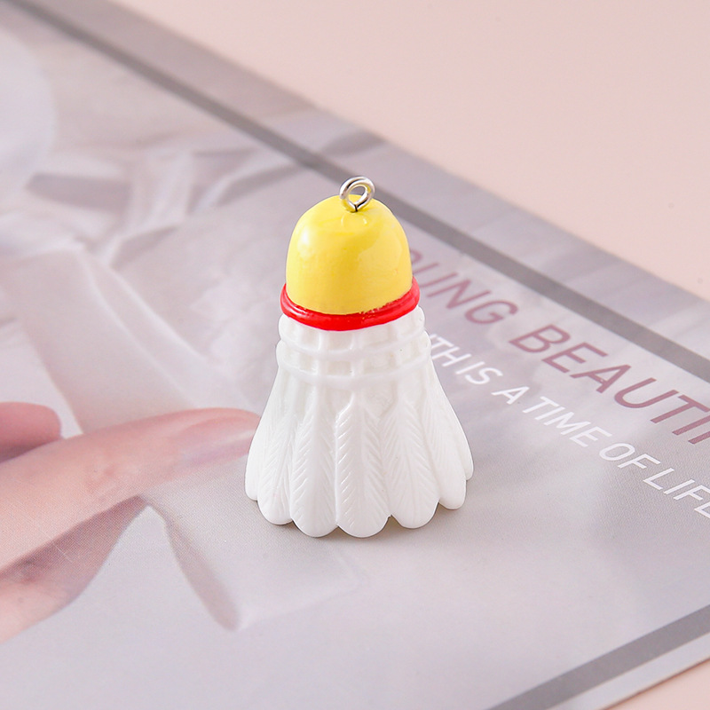 diy mini football resin jewelry accessories, simulated basketball and badminton, keychains, schoolbags, small pendants wholesale details Picture