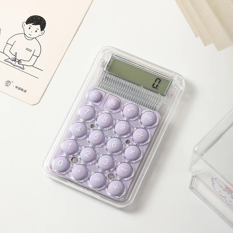 Cute mini, candy-colored, fashionable, student, exam, work, study, finance, accounting, portable calculator on hand Specification image