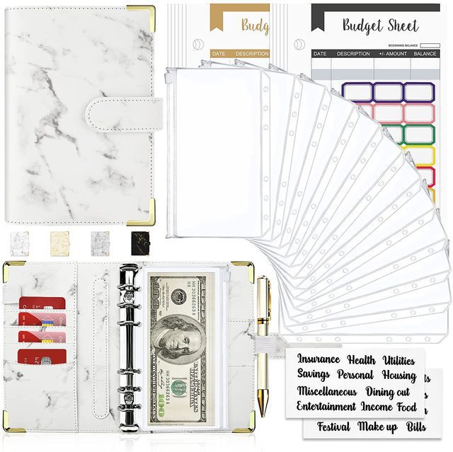 In-stock Amazon cross-border creative Marble-patterned planner a6 macaron loose-leaf binder notebook planner Specification image