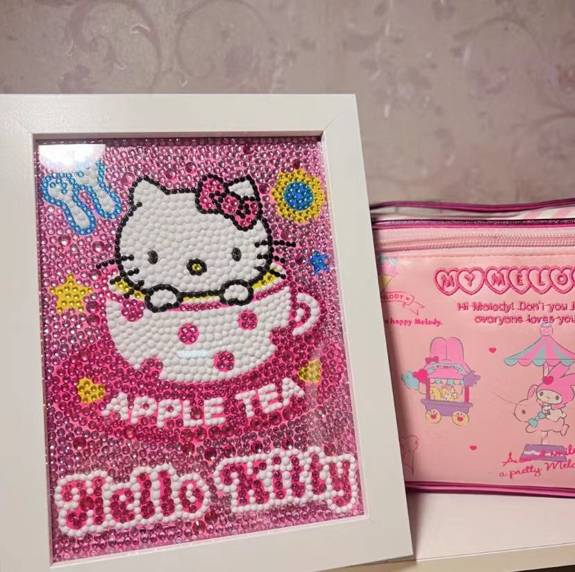 凯蒂猫钻石贴画手工diy满钻儿童钻石画Hellokitty满钻砖石画批发