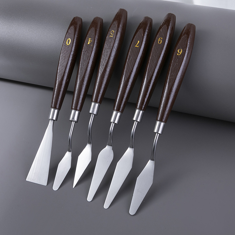 Stainless steel, wooden handle, acrylic texture, painting, color mixing, paint tool, picking scraper, serrated, irregular-shaped art oil painting scraper Application Scenario