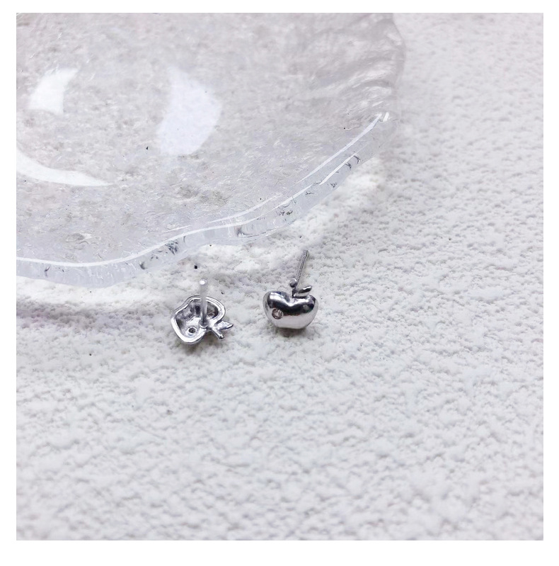 S999纯银苹果耳钉女轻奢简约新款潮小巧迷你耳环养耳洞儿童耳饰详情40