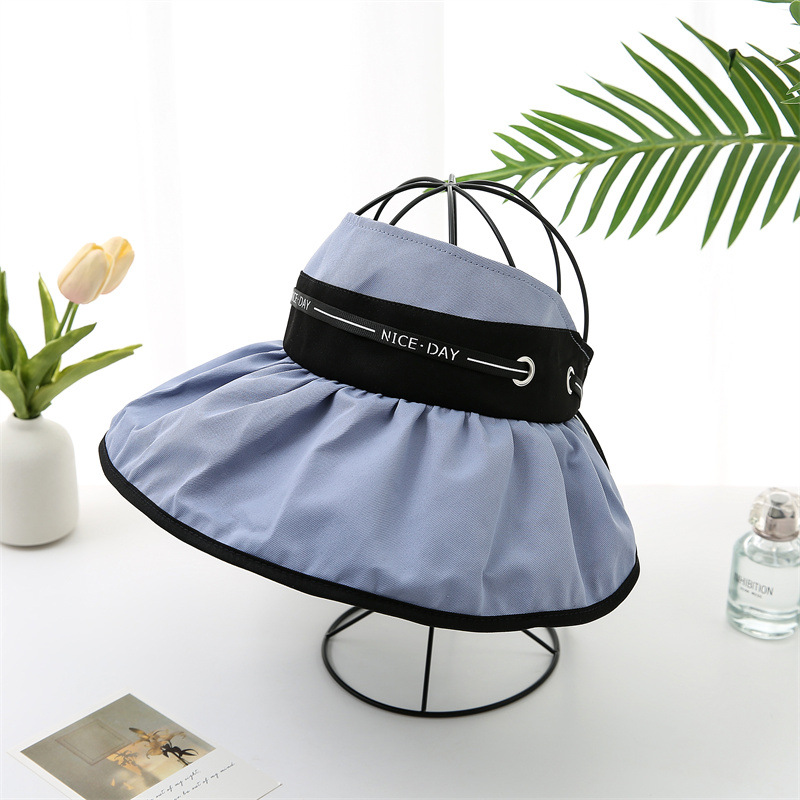 Summer Hat Vinyl Large Brimmed Empty Top Visor With Shell Adjustable Uv Protection Foldable Outdoor Beach Sun Protection Specification drawing