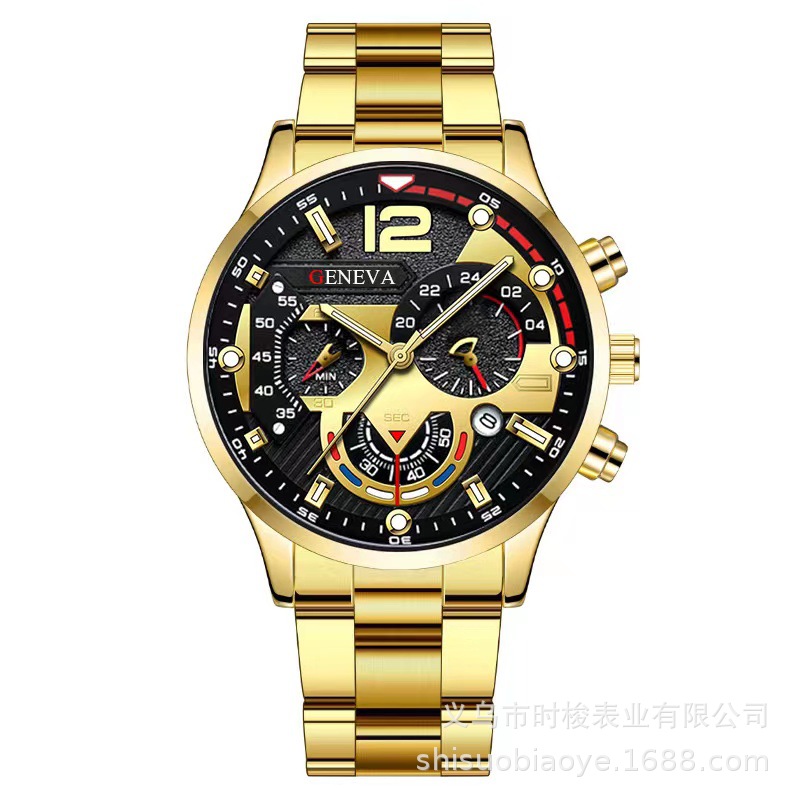Cross-border best-selling men's steel band calendar quartz watch, sports luminous hand quartz watch men's wristwatch details Picture