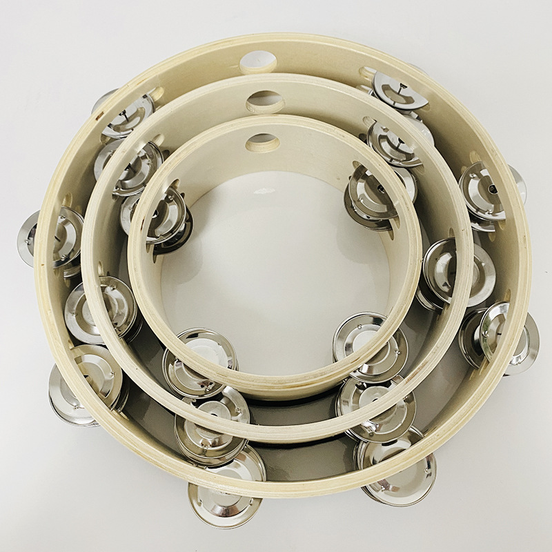 Double-row tambourine Orff percussion instruments, double-row blue doves, 6-inch, 8-inch, 10-inch tambourines, blue sky, peace doves, hand-beat drums Specification image