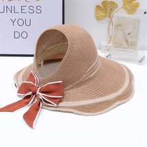 新款韩版太阳帽帽子女士夏天潮遮阳防晒透气空顶草帽可折叠蝴蝶结