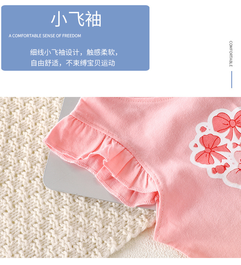女童夏季新款短袖短裤套装女孩飞袖上衣时尚韩版薄款两件套童装详情7