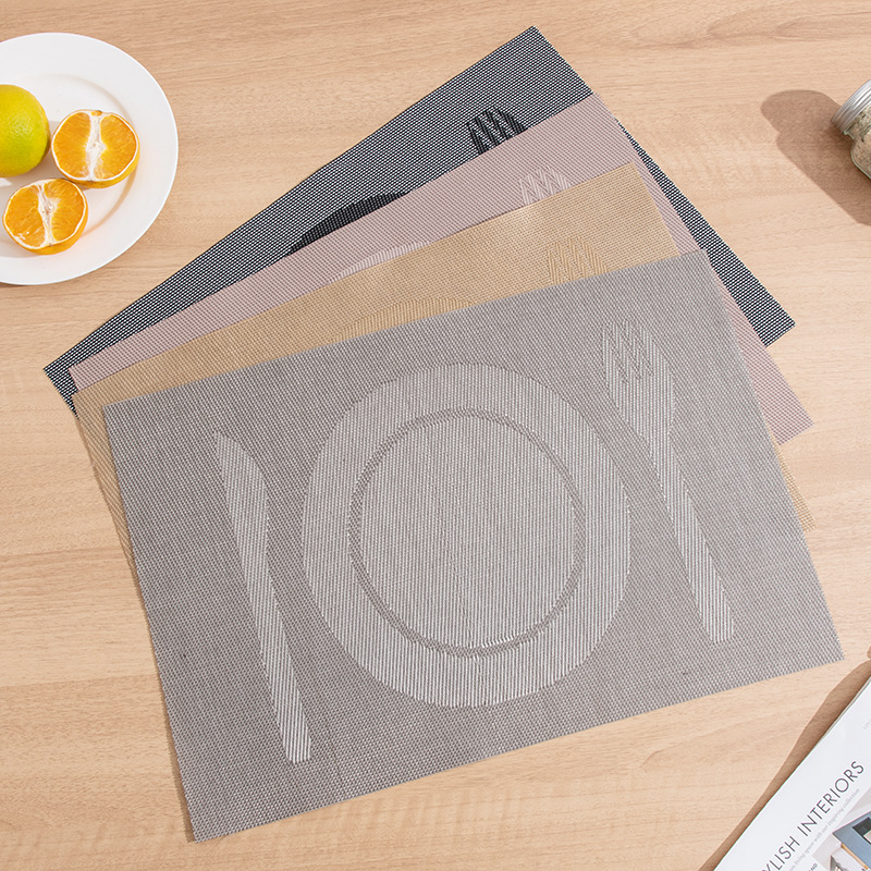 Creative European-Style Pvc Dinner Plate, Knife And Fork Mat, Patterned Waterproof And Heat-Insulating Mat, Western Tableware, Square Anti-Slip Dining Table Mat