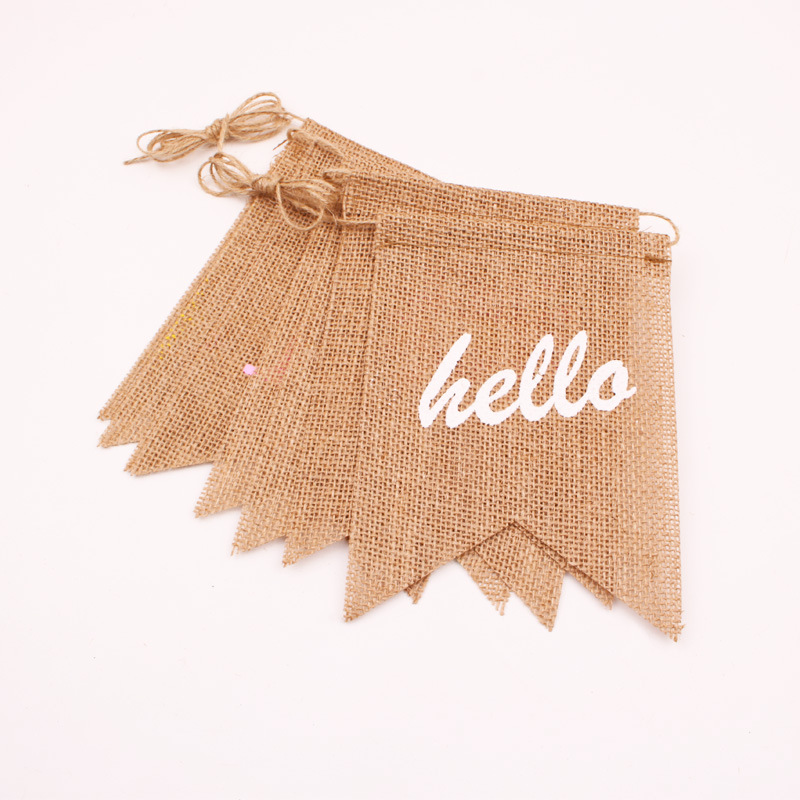 Wholesale of European and American spring-themed decorative flowered flags, colorful hello SPRIN small Daisy linen swallowtail flags Specification image