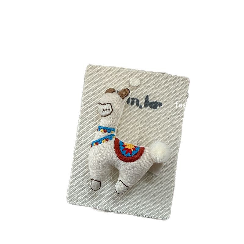 New spring style children's cute animal fabric with cotton stuffing, handcrafted alpaca hair ties, side bangs and hair clips Item Picture