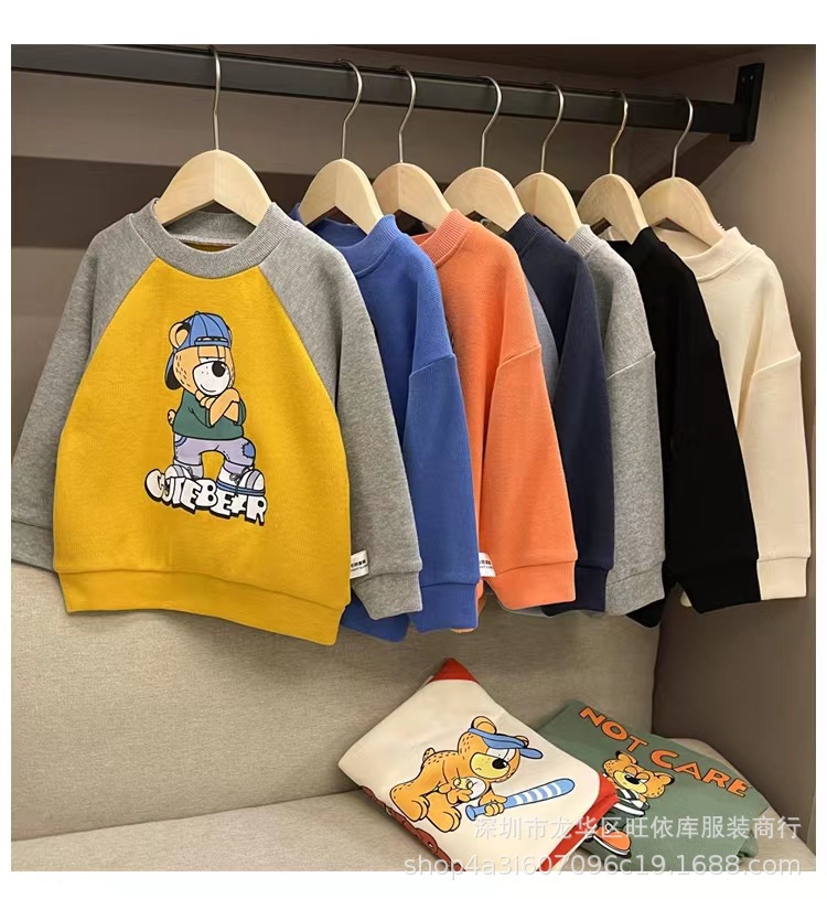 Wholesale of 5-yuan children's hoodies with fleece and warm round-neck hoodies from foreign trade street stalls Application Scenario