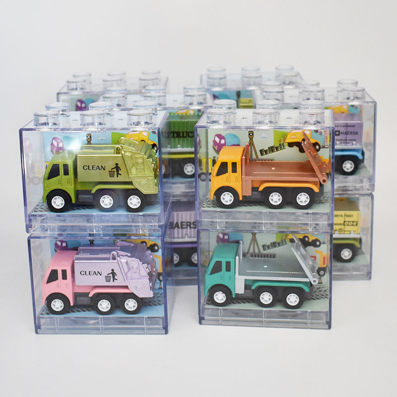 Independent box-packed alloy rebound car, transportation vehicle, dump truck, sanitation vehicle, pocket car, small toys details Picture